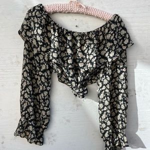 Vintage ruffle off the shoulder blouse